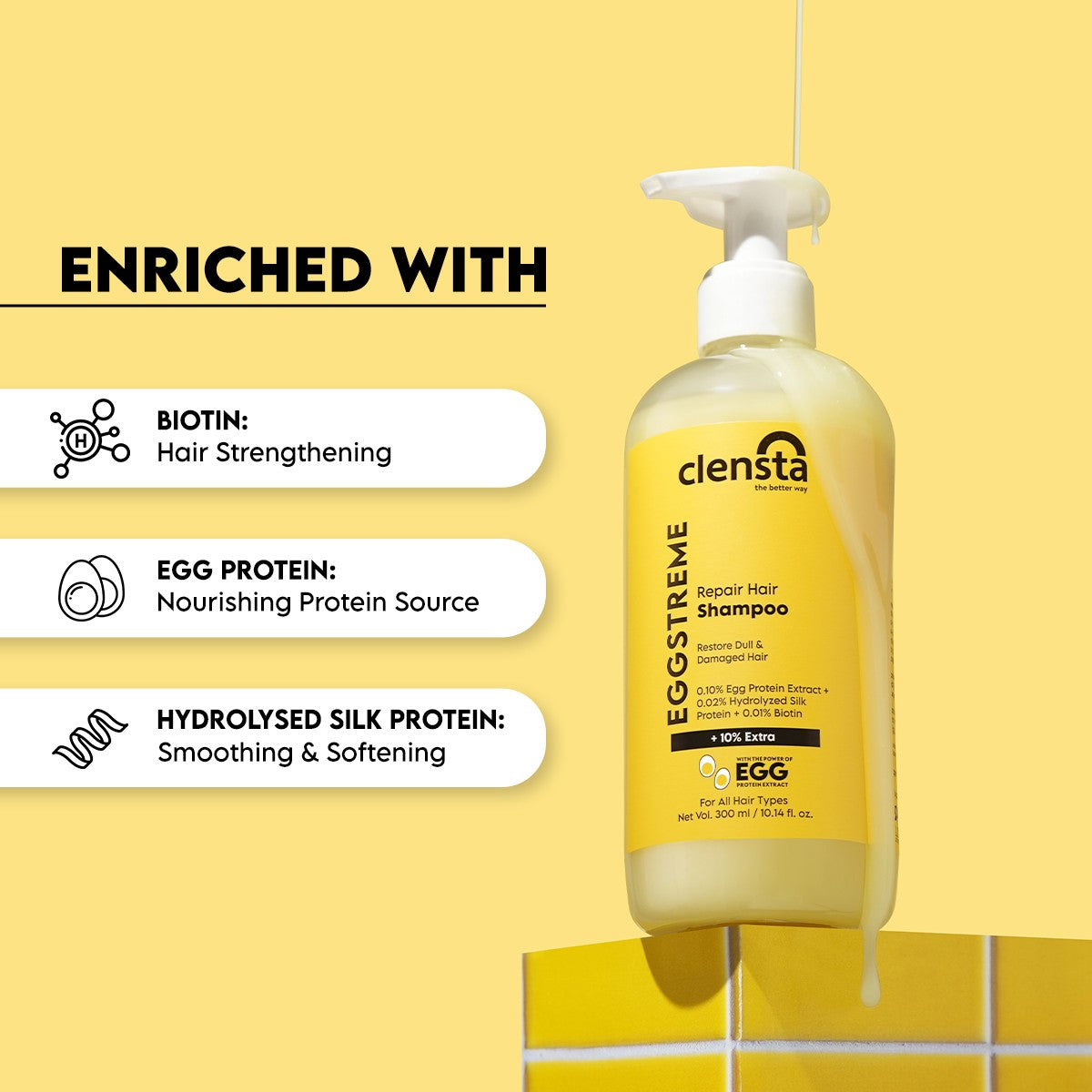 Clensta Eggstreme Repair Hair Conditioner 200 ml, Deep Moisturising Conditioner For Repairing Damaged Hair Strands,Deep Conditions Damaged Hair for Men & Women