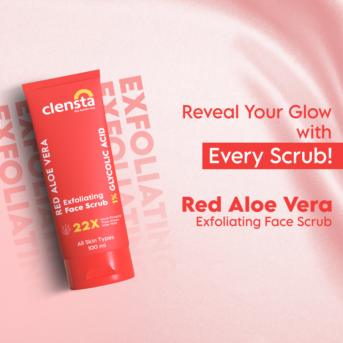 Clensta Red Aloe Vera Exfoliating Face Scrub (100 Gm)