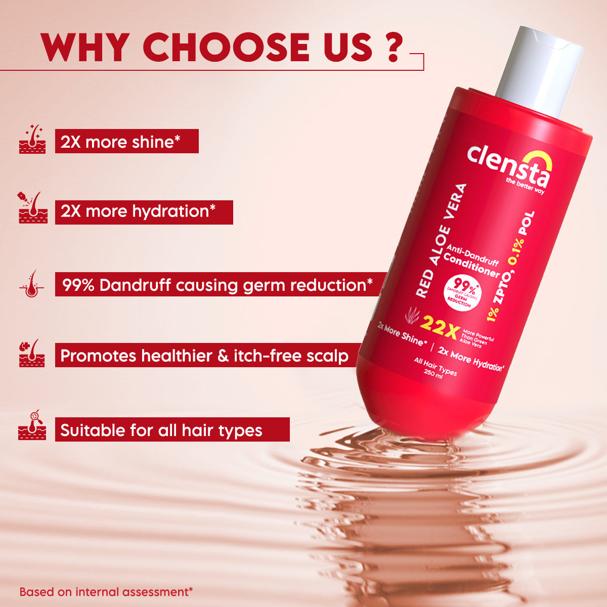 Clensta Red Aloe Vera Anti-Dandruff Conditioner (250 Ml)