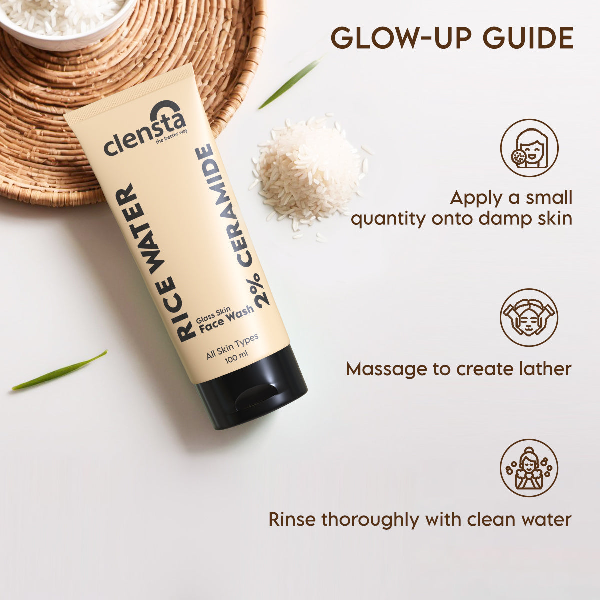 Clensta Rice Water Face Wash (100 Ml)