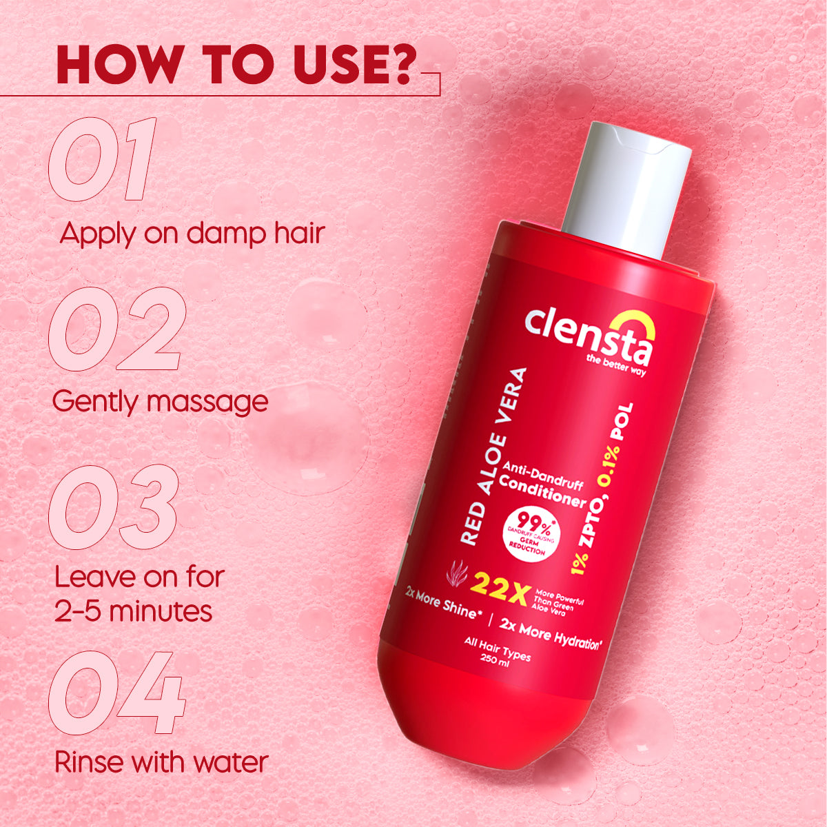 Clensta Red Aloe Vera Anti-Dandruff Conditioner (250 Ml)