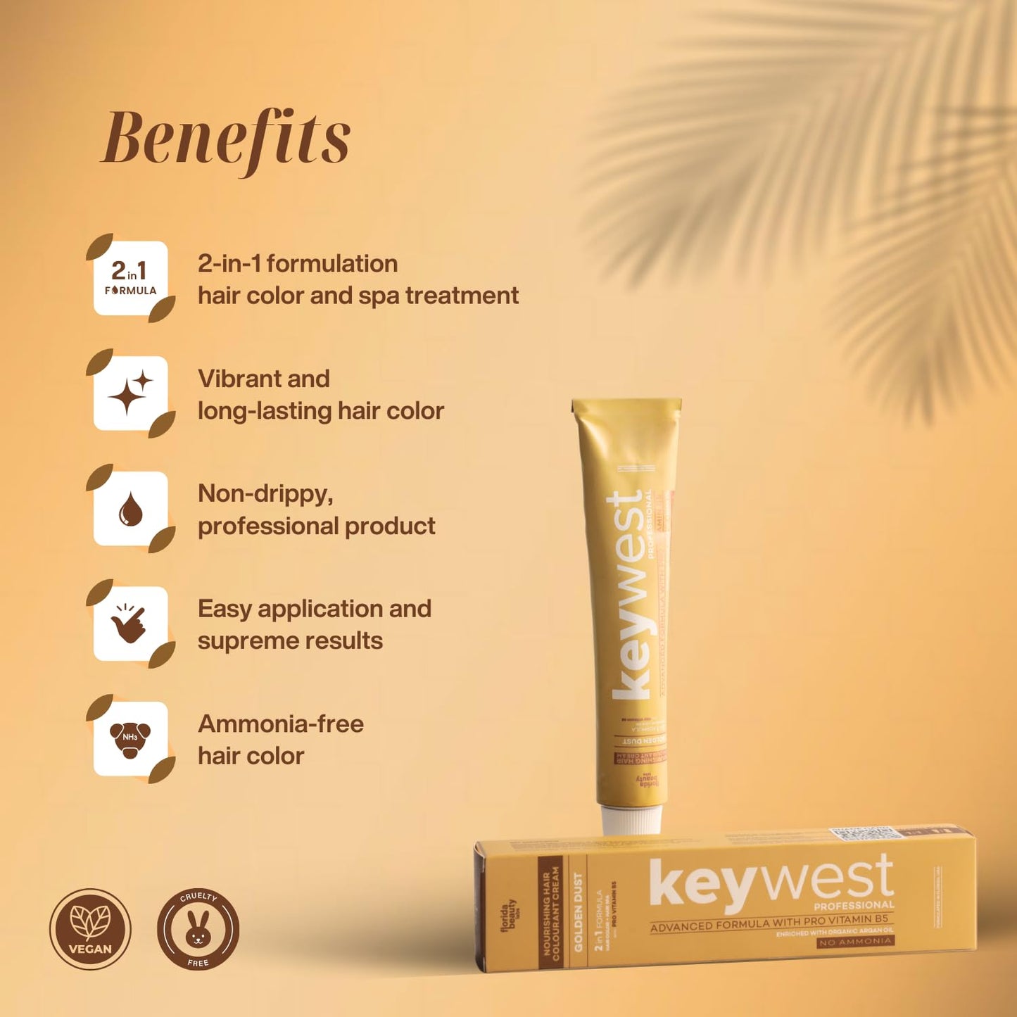 Keywest Professional Golden Dust Hair Color Tube - 80gm (Ammonia free).