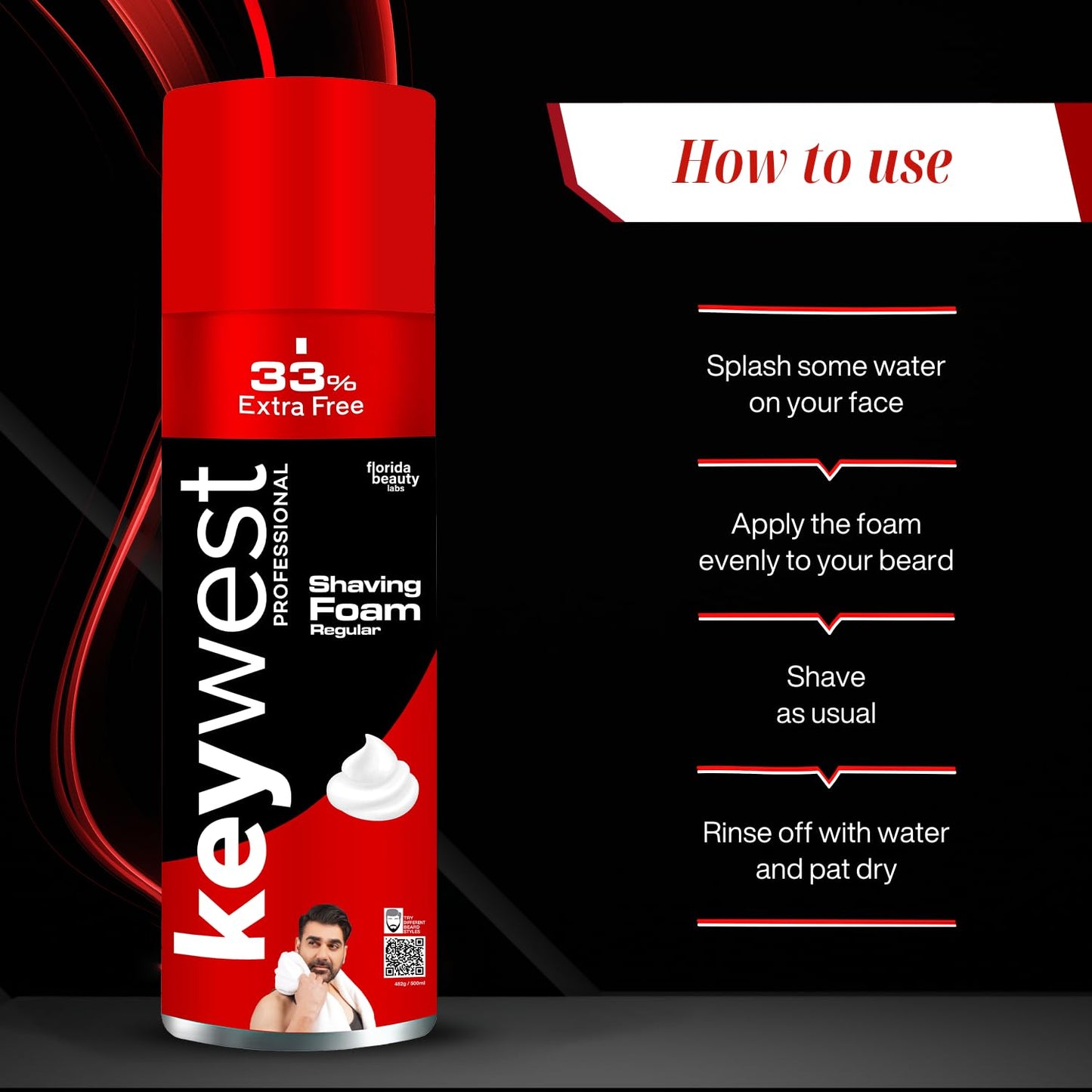 Keywest Regular Pre Shaving Foam for Men 482gm (33% Extra Free)