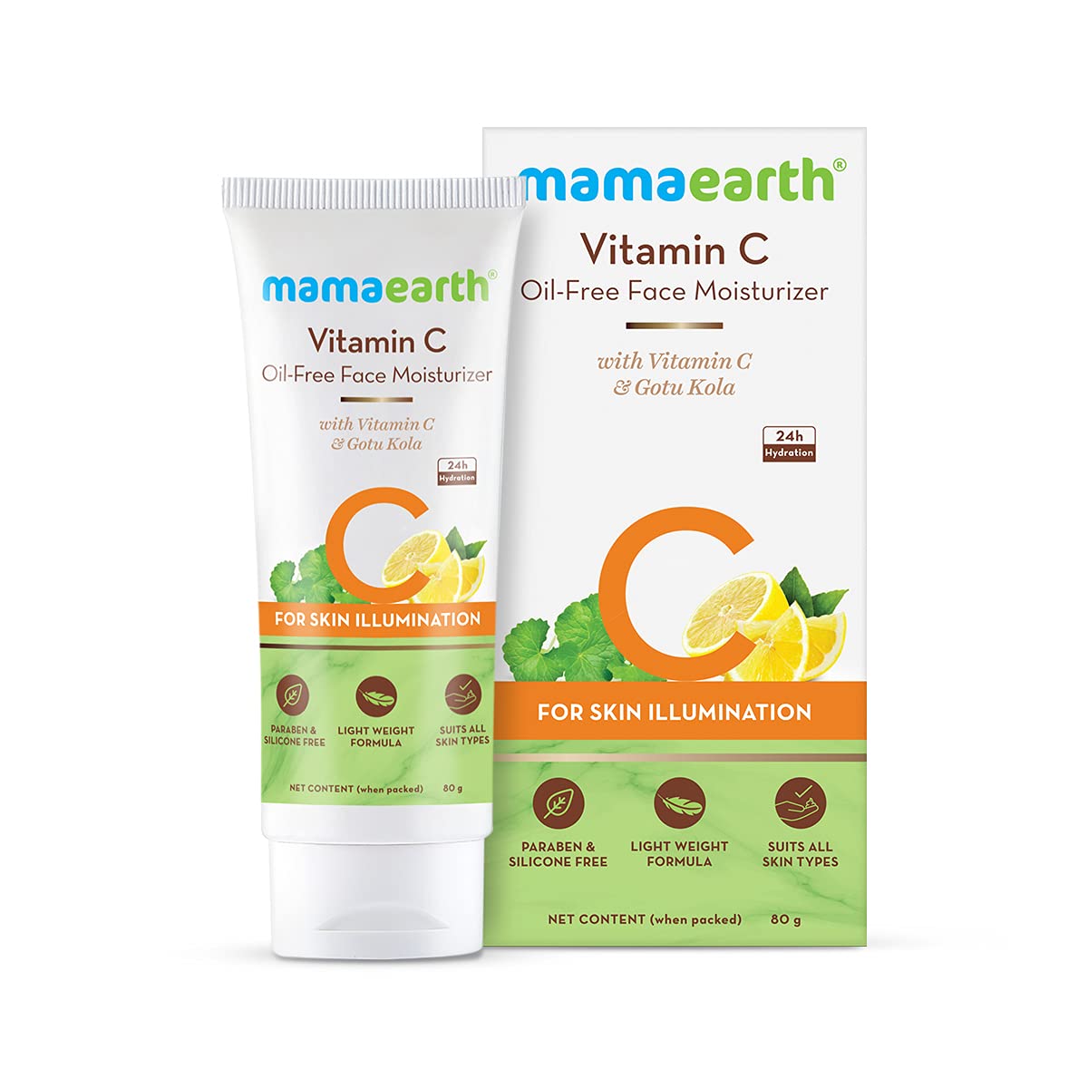 Mamaearth Vitamin C Oil-Free Moisturizer 80 g + Clensta Body Wash Purifying (275 Ml) | COMBO.