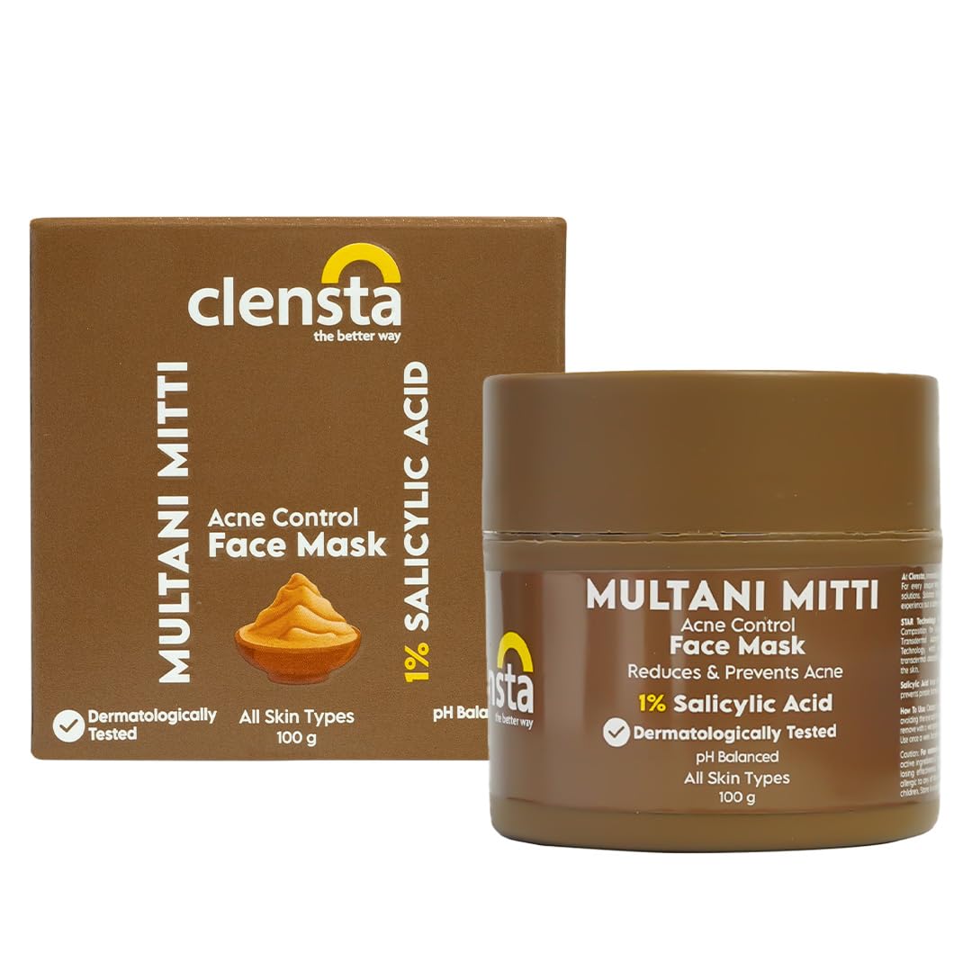 Mamaearth Skin Illuminate Face Serum for Radiant Skin with Vitamin C and Turmeric (15g) + Clensta Multani Mitti Acne Control Face Mask (100 Gm) | COMBO.
