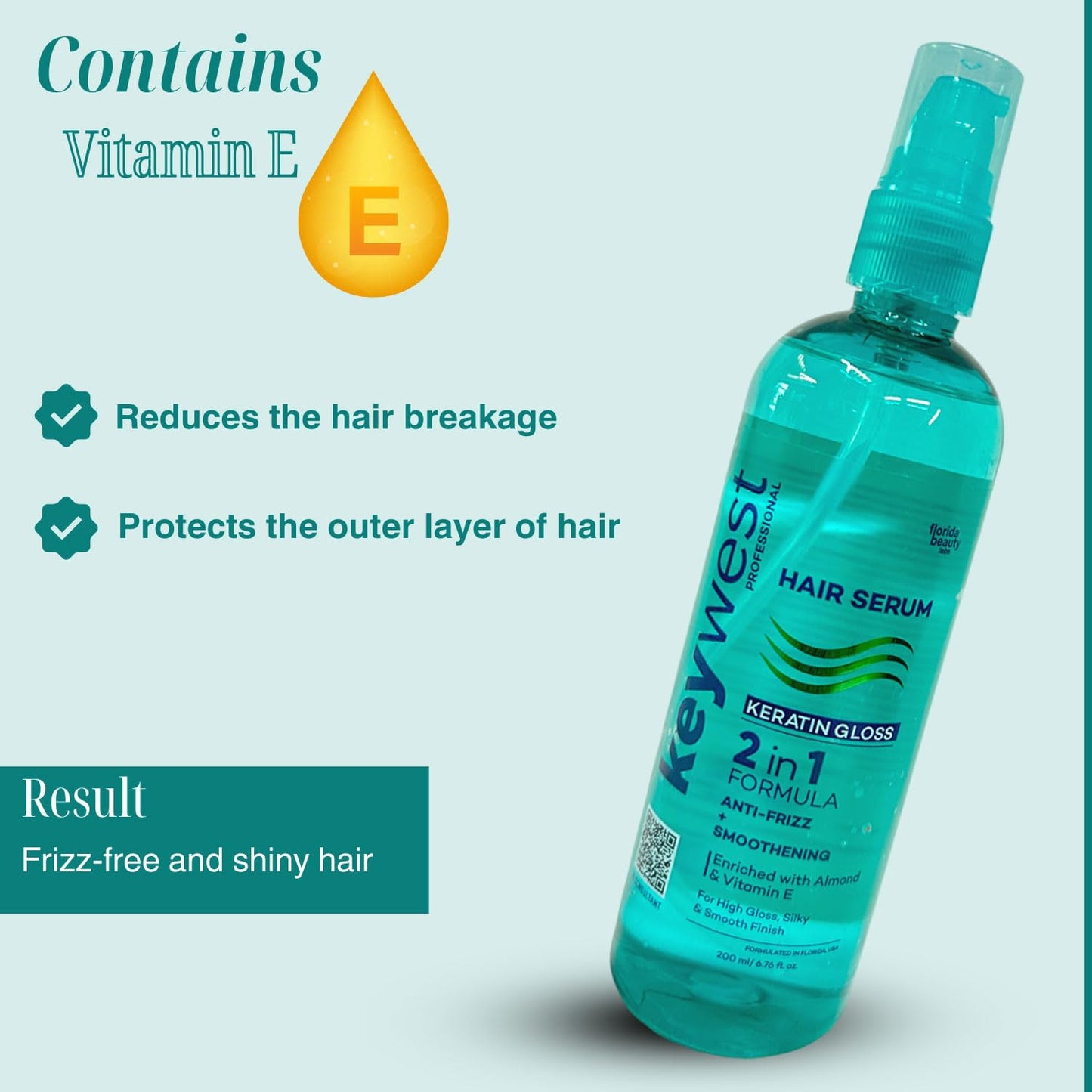 Keywest Professionals Keratin Gloss Hair Serum Anti-Frizz & Smoothening 200ml