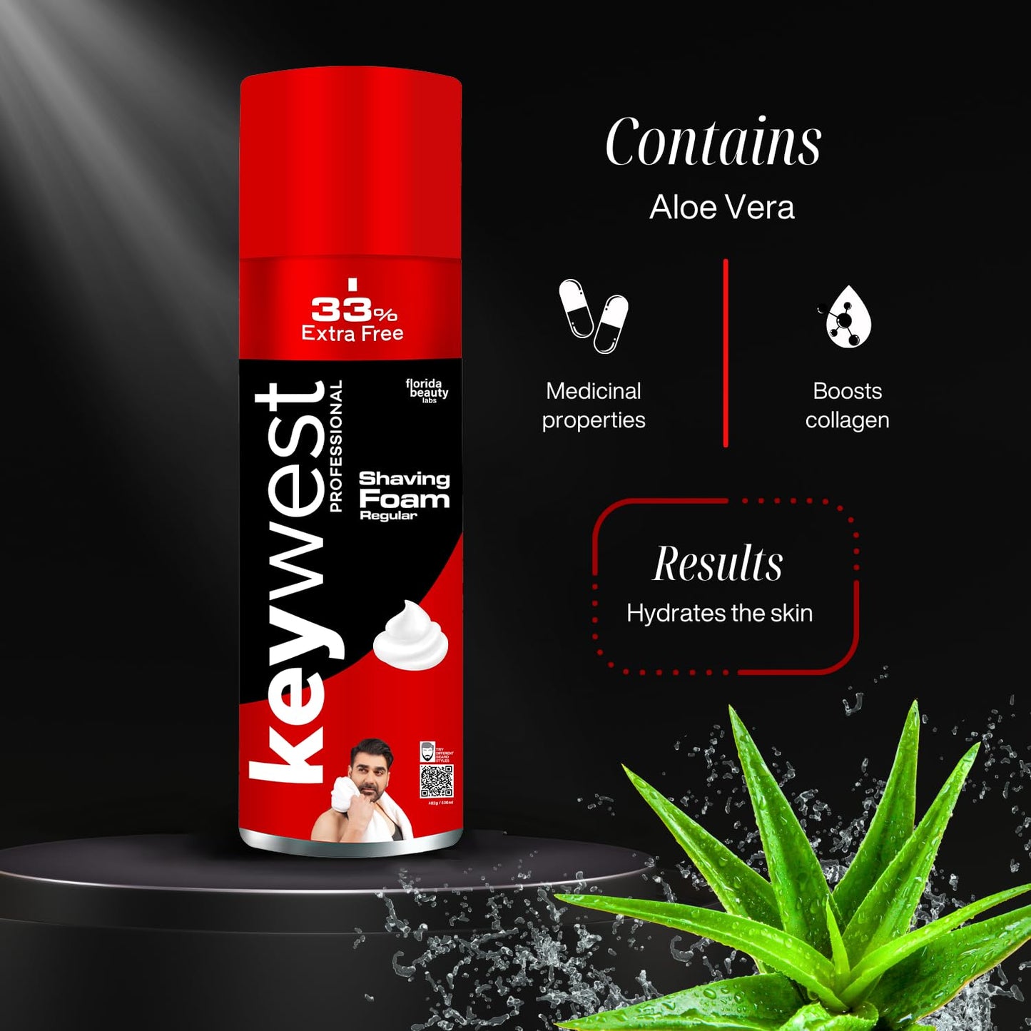 Keywest Regular Pre Shaving Foam for Men 482gm (33% Extra Free)