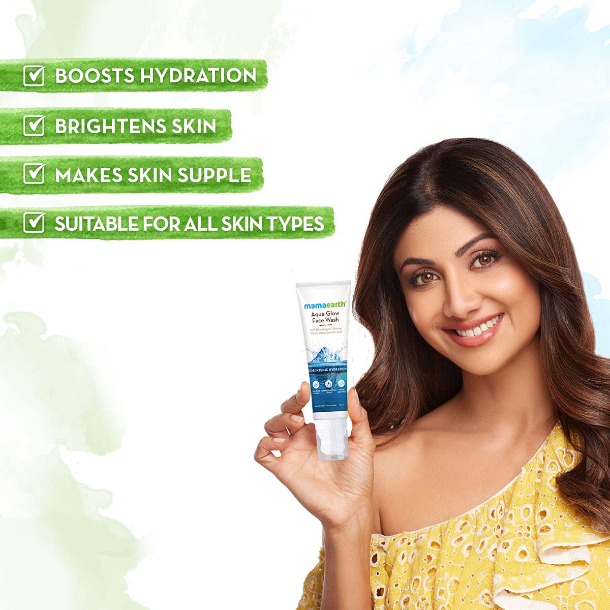 Mamaearth Aqua Glow Face Wash 100ml + Clensta Red Aloe Vera Exfoliating Face Scrub (100 Gm) | COMBO.