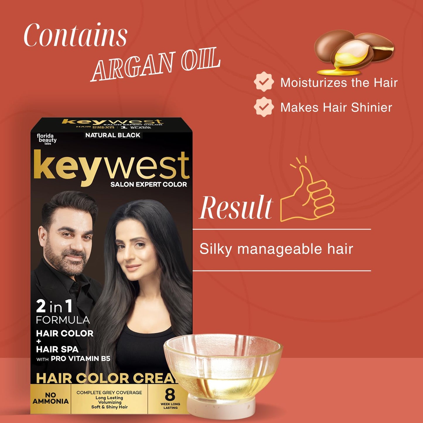Keywest Salon Expert Hair Color Cream Natural Black 65ml