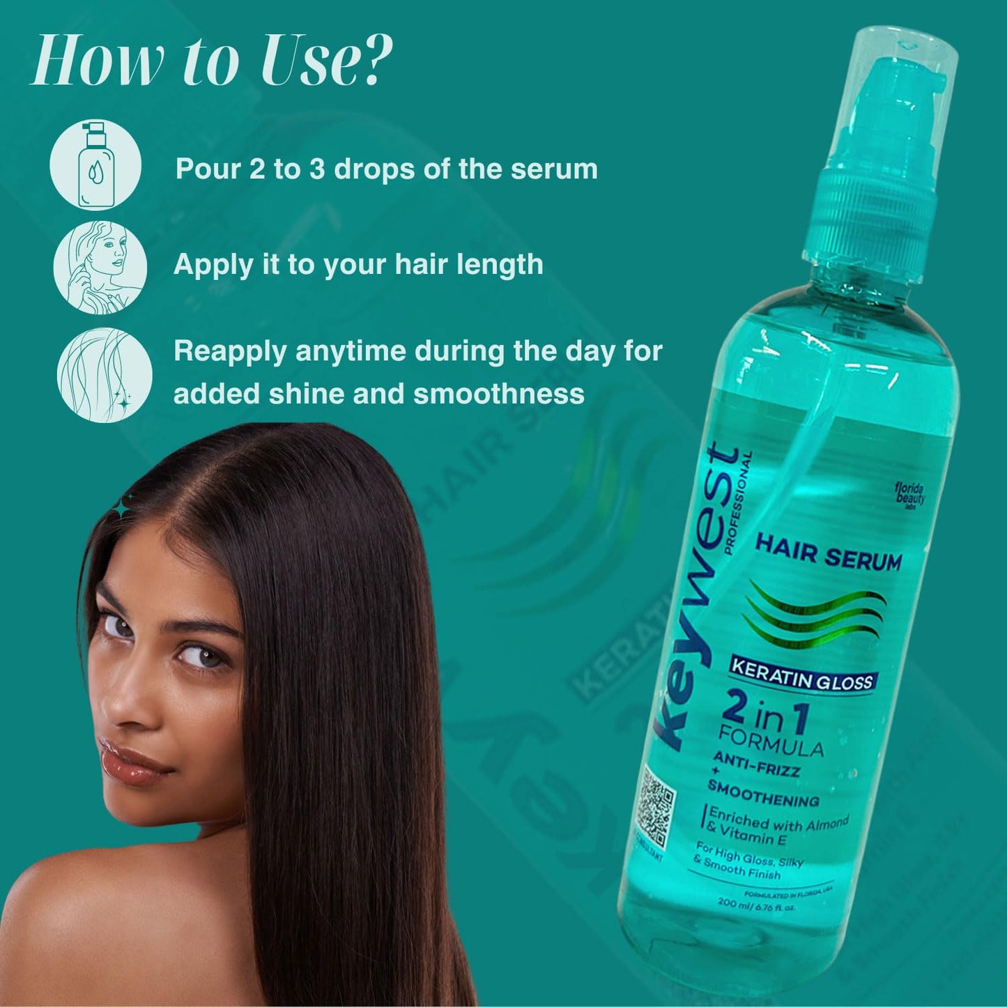 Keywest Professionals Keratin Gloss Hair Serum Anti-Frizz & Smoothening 200ml