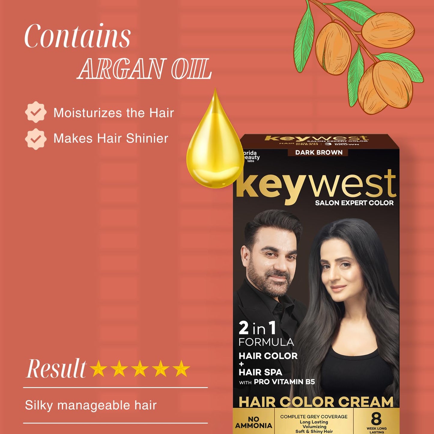 Keywest Salon Expert Hair Color Cream Dark Brown 65ml