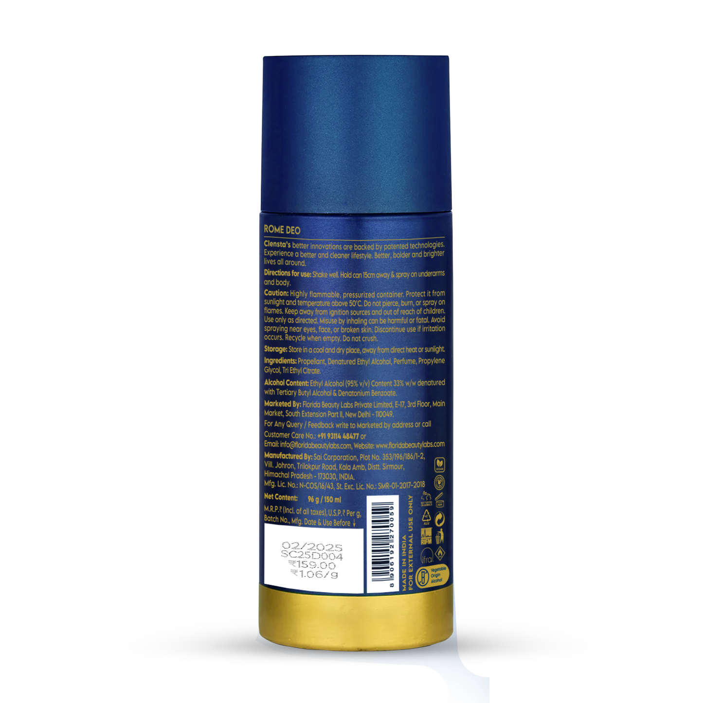 Clensta Rome Deodorant Body Spray 150 ml