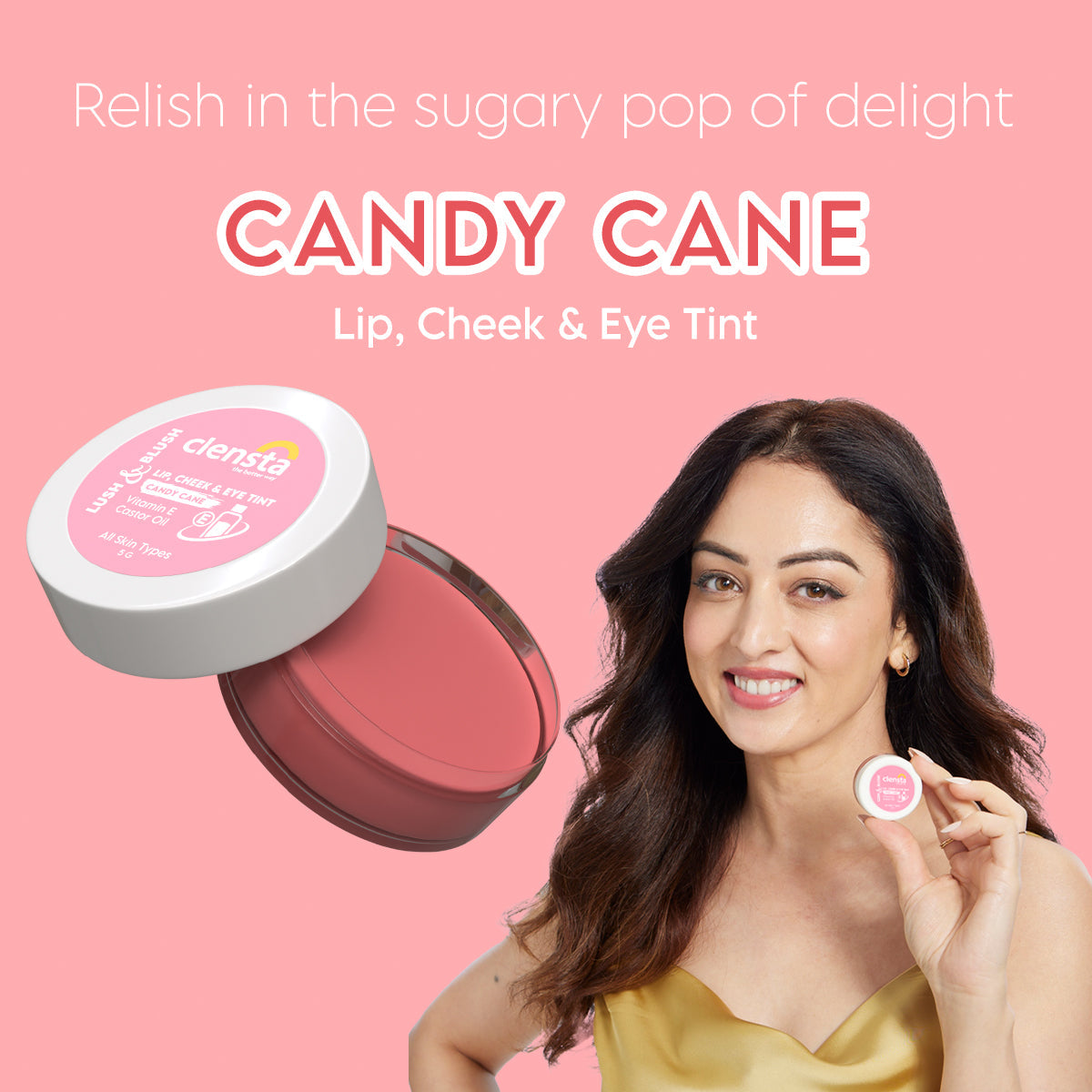Clensta Lush Lip, Cheek & Eye Tint- Candy Cane 02 (5 Gm)