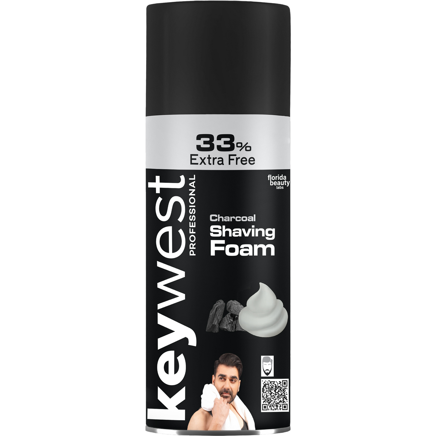 Keywest Charcoal Shaving Foam for Men, 385g (33% Extra) | More than 100 shaves | Activated Charcoal and Aloe vera extract | Prime Exclusive Foam