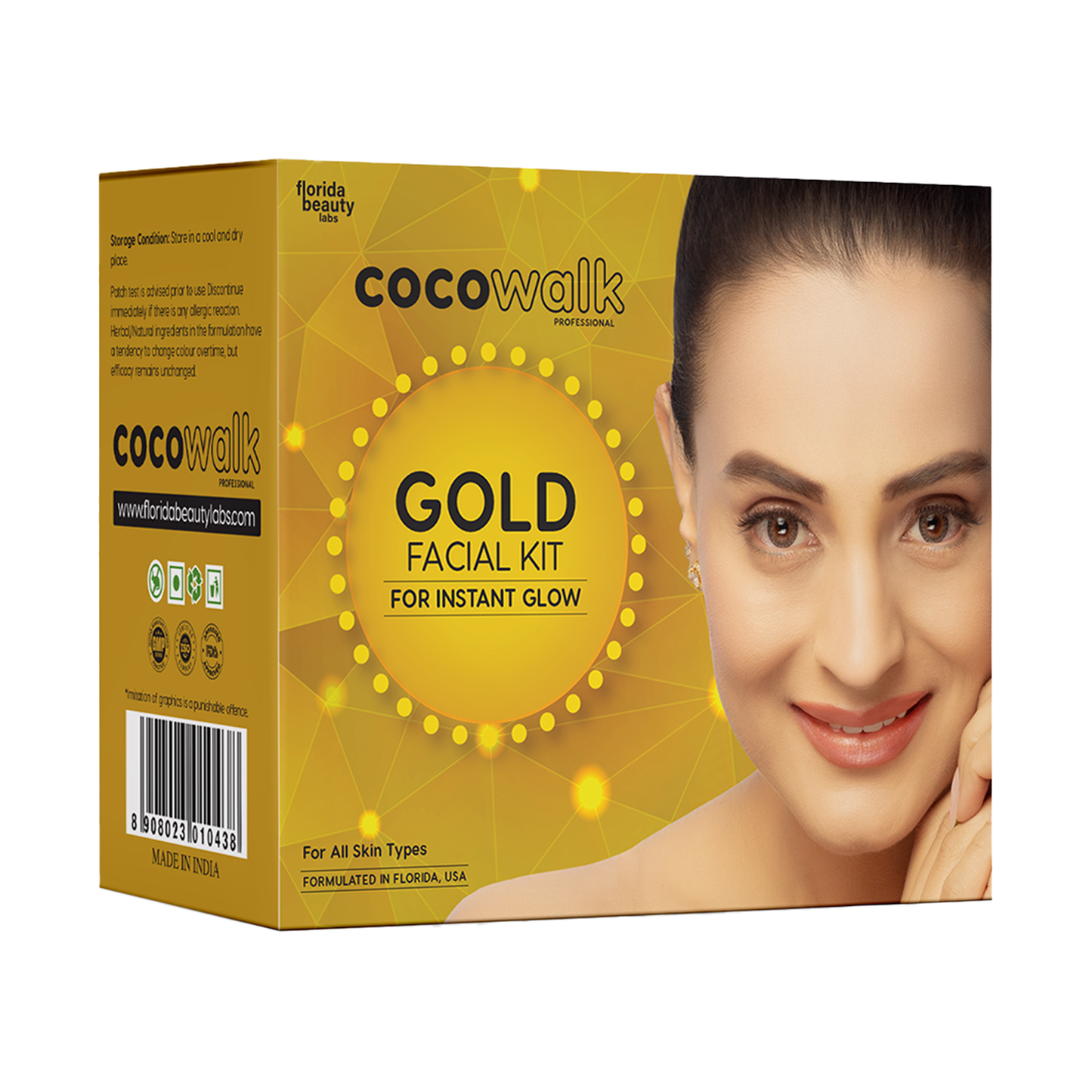 Cocowalk Professional Gold Facial Kit 60g | 6 Steps | Brightening & Repair | Gold & Rosemary Extract.