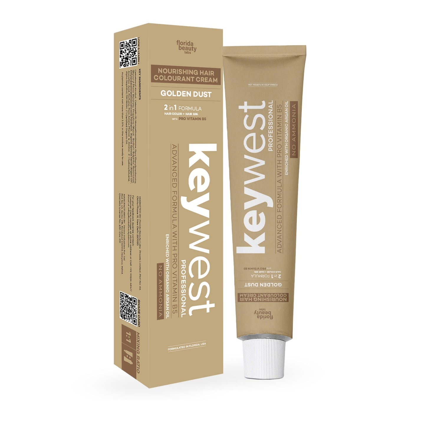 Keywest Professional Golden Dust Hair Color Tube - 80gm (Ammonia free).