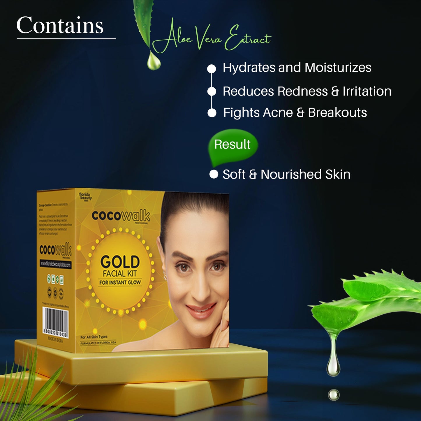 Cocowalk Professional Gold Facial Kit 60g | 6 Steps | Brightening & Repair | Gold & Rosemary Extract.