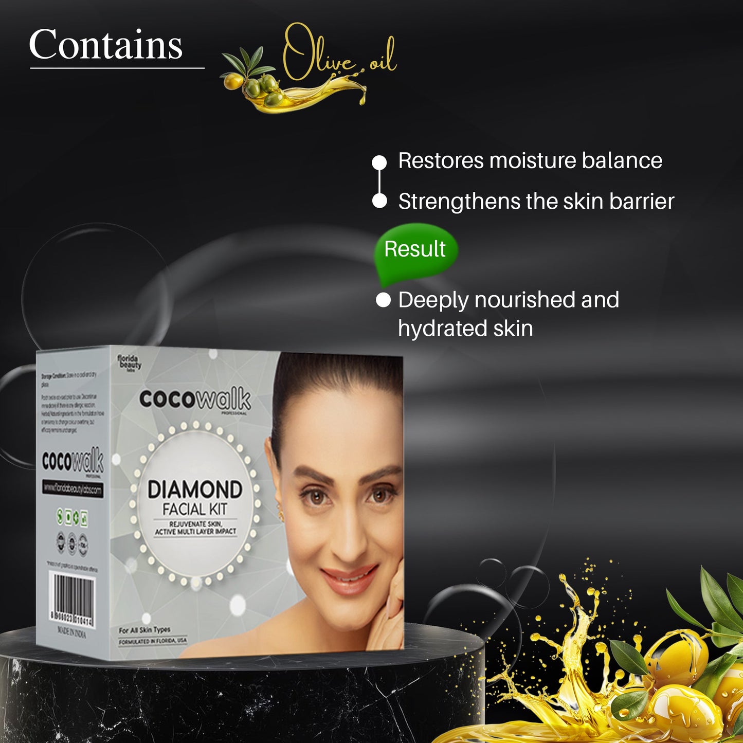 Cocowalk Professional Diamond Facial Kit 60g | 6 Steps | Brightening & Repair | Diamond & Aloe Vera Powder.