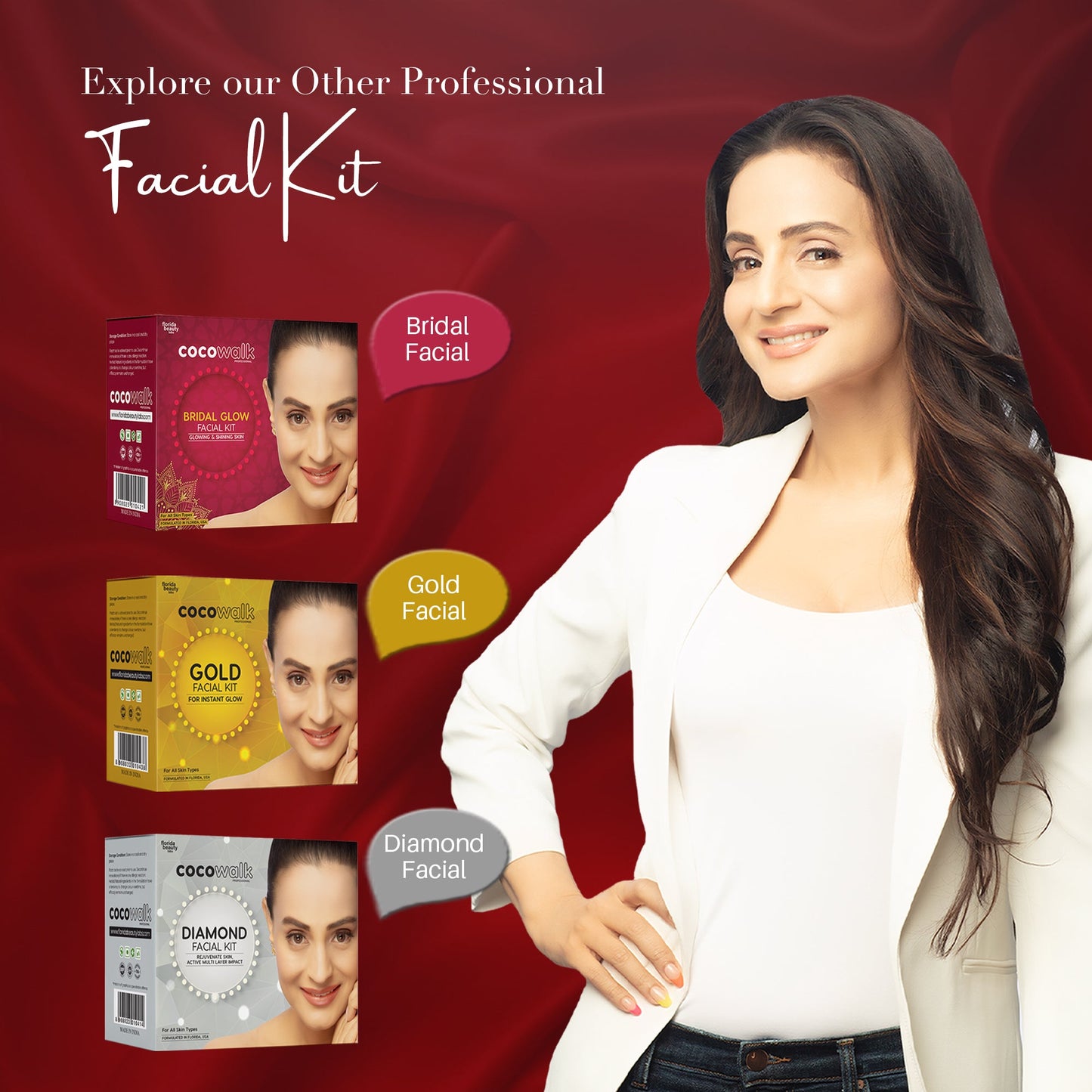 Cocowalk Bridal Facial Kit 80g | 8 Steps | Brightening & Repair | Almond Oil & Cherry Extract.