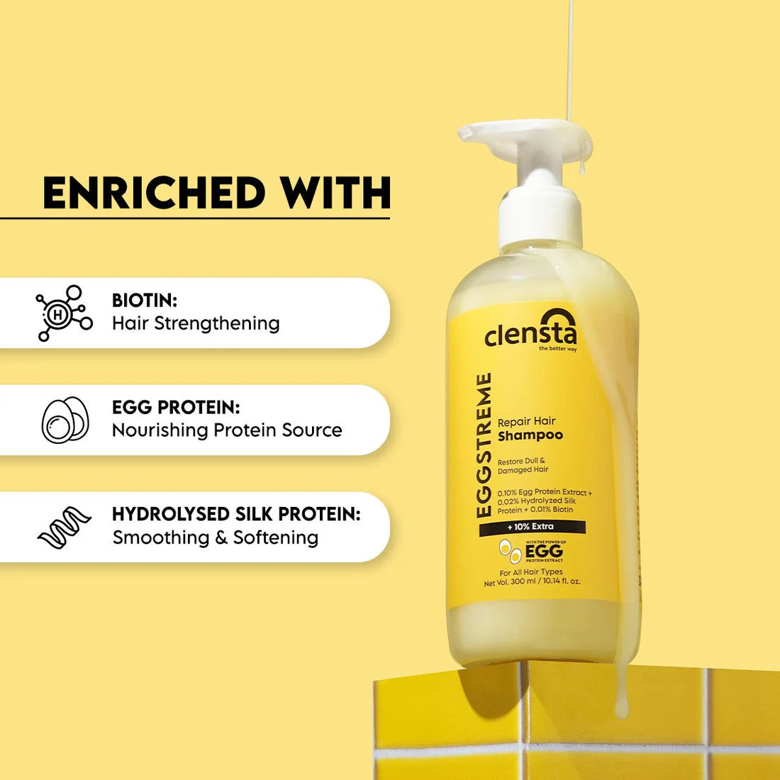 Mamaearth Rice Water Shampoo 250ml + Clensta Eggstreme Repair Hair Conditioner 200 ml | COMBO.