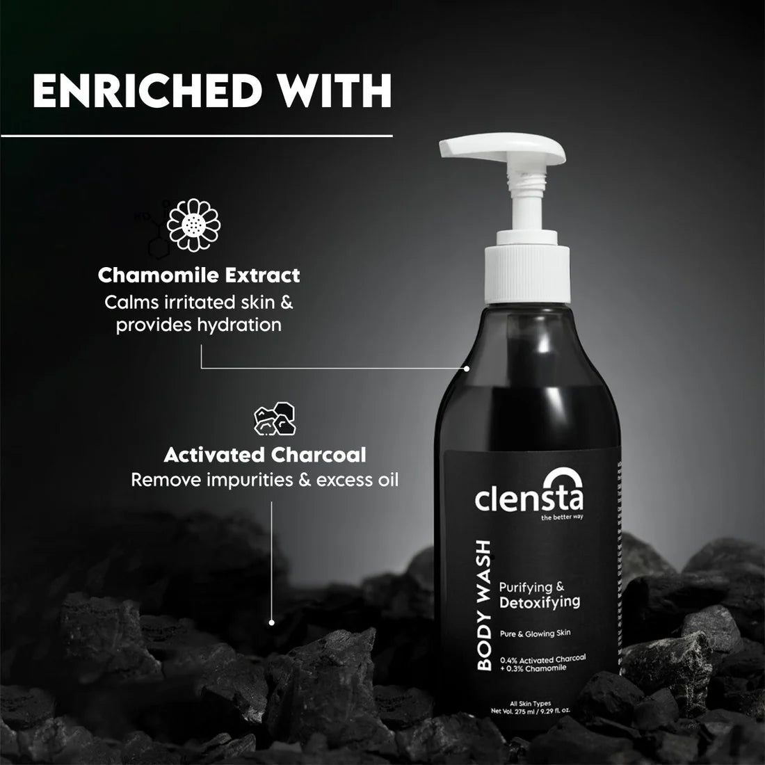 Mamaearth Vitamin C Oil-Free Moisturizer 80 g + Clensta Body Wash Purifying (275 Ml) | COMBO.