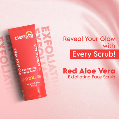 Mamaearth Aloe Vera Face Wash 100ml + Clensta Red Aloe Vera Exfoliating Face Scrub (100 Gm) | COMBO.