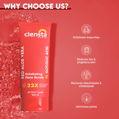 Mamaearth Aqua Glow Face Wash 100ml + Clensta Red Aloe Vera Exfoliating Face Scrub (100 Gm) | COMBO.