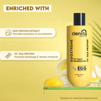 Mamaearth Rice Water Shampoo 250ml + Clensta Eggstreme Repair Hair Conditioner (250 Ml) | COMBO.