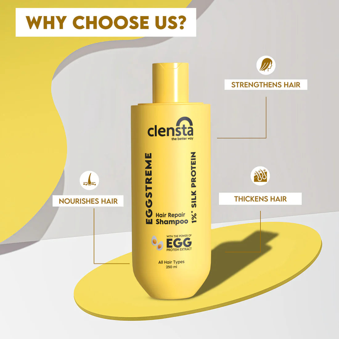 Mamaearth Onion Conditioner for Hair Growth & Hair Fall Control with Coconut Oil 250ml + Clensta Eggstreme Repair Hair Shampoo (250 Ml) | COMBO.
