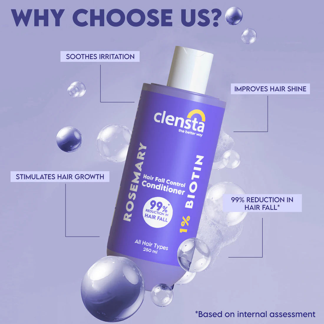 Mamaearth Rosemary Anti Hair Fall Shampoo 250ml + Clensta Rosemary Hair Fall Control Conditioner (250 Ml) | COMBO |.