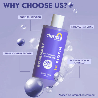 Mamaearth Rosemary Anti Hair Fall Shampoo 250ml + Clensta Rosemary Hair Fall Control Conditioner (250 Ml) | COMBO |.