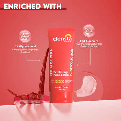 Mamaearth Aqua Glow Face Wash 100ml + Clensta Red Aloe Vera Exfoliating Face Scrub (100 Gm) | COMBO.