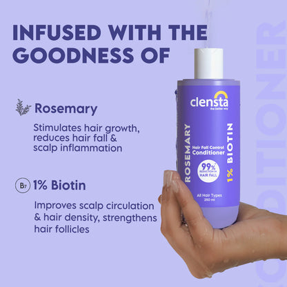 Mamaearth Rosemary Anti Hair Fall Conditioner With Rosemary & Methi Dana For Hair Loss & Breakage - 250 Ml + Clensta Rosemary Hair Fall Control Conditioner (250 Ml) | COMBO |