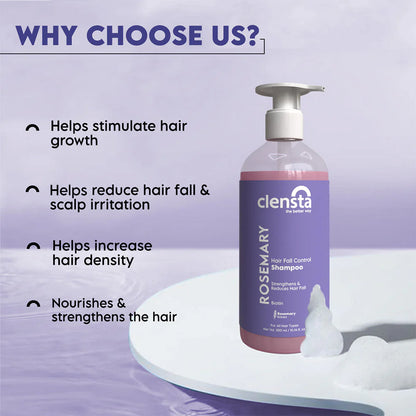 Mamaearth Rosemary Anti-Hair Fall Shampoo 250ml + Clensta Rosemary Hair Fall Control Shampoo - 300ML | COMBO.
