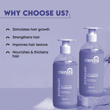 Mamaearth Rosemary Anti Hair Fall Shampoo 250ml + Clensta Rosemary Hair Fall Control Conditioner (200 Ml) | COMBO.