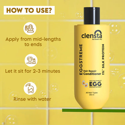 Mamaearth Rice Water Shampoo 250ml + Clensta Eggstreme Repair Hair Conditioner (250 Ml) | COMBO.