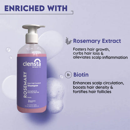 Mamaearth Rosemary Anti-Hair Fall Shampoo 250ml + Clensta Rosemary Hair Fall Control Shampoo - 300ML | COMBO.