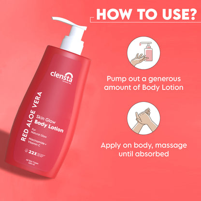Clensta Red Aloe Vera Skin Glow Body Lotion (400 Ml)
