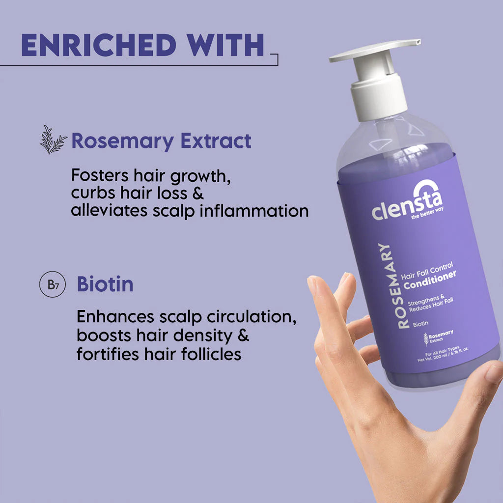 Mamaearth Rosemary Anti Hair Fall Shampoo 250ml + Clensta Rosemary Hair Fall Control Conditioner (200 Ml) | COMBO.