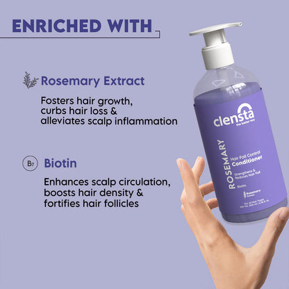 Mamaearth Rosemary Anti Hair Fall Shampoo 250ml + Clensta Rosemary Hair Fall Control Conditioner (200 Ml) | COMBO.