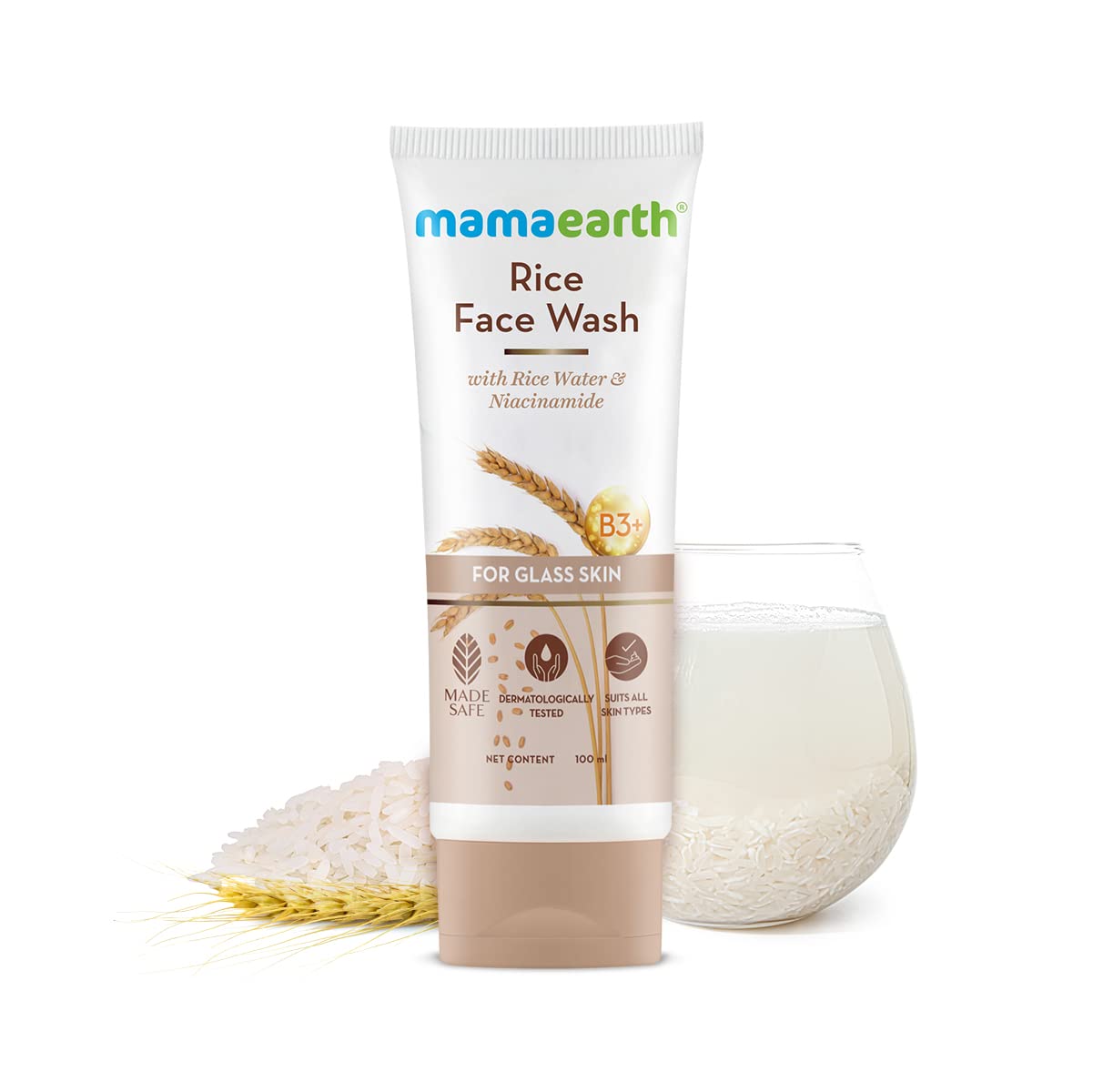 Mamaearth Rice Water  Face Wash 100ml + Clensta Red Aloe Vera Daily Glow Sunscreen Spf 50 (50gm) | COMBO.