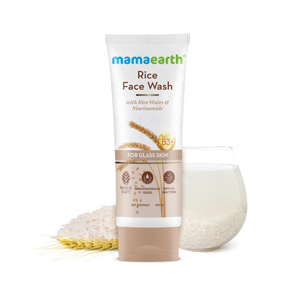 Mamaearth Rice Water  Face Wash 100ml + Clensta Red Aloe Vera Daily Glow Sunscreen Spf 50 (50gm) | COMBO.