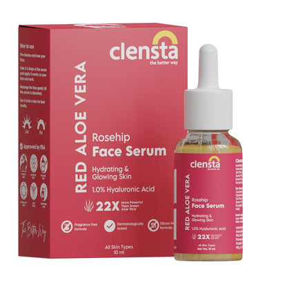 Mamaearth Ultra Light Indian Sunscreen SPF 50+++ with Carrot Seed & Turmeric 50g + Clensta Red Aloe Vera Rosehip Oil & 1% Hyaluronic Acid Face Serum For Hydrating & Glowing Skin 10ml | COMBO
