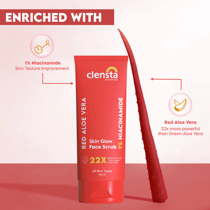Mamaearth Bye Bye Blemishes Face Wash 100ml + Clensta Red Aloe Vera Skin Glow Face Scrub (100 Gm) | COMBO.