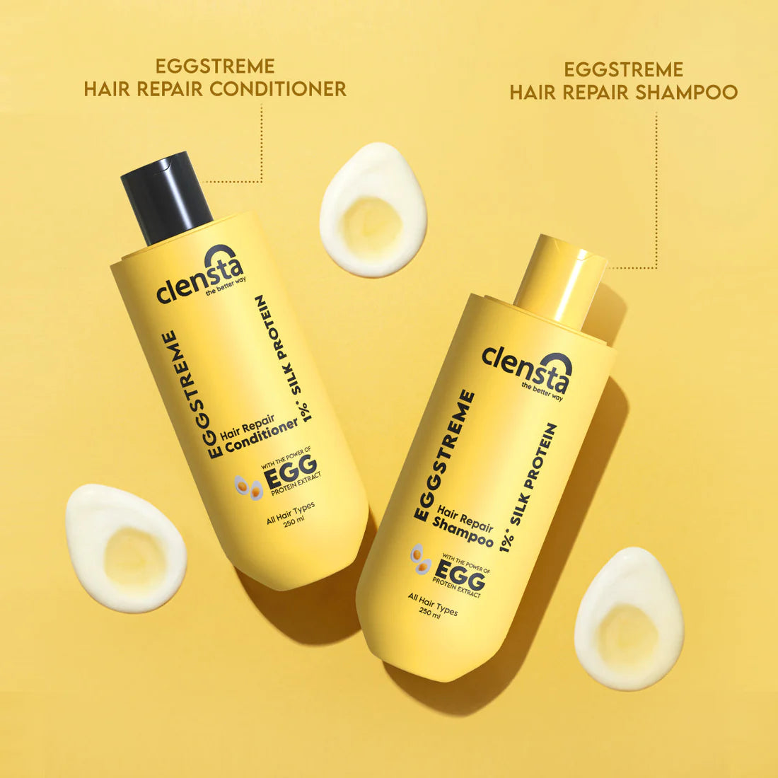 Mamaearth Onion Conditioner for Hair Growth & Hair Fall Control with Coconut Oil 250ml + Clensta Eggstreme Repair Hair Shampoo (250 Ml) | COMBO.