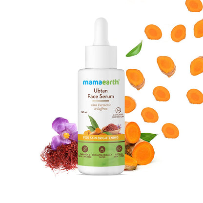 Mamaearth Ubtan Face Serum 30ml + Clensta Rosemary Hair Fall Control Mask 200gm | COMBO.