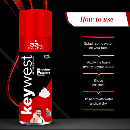 Keywest Regular Pre Shaving Foam for Men 482gm (33% Extra Free)