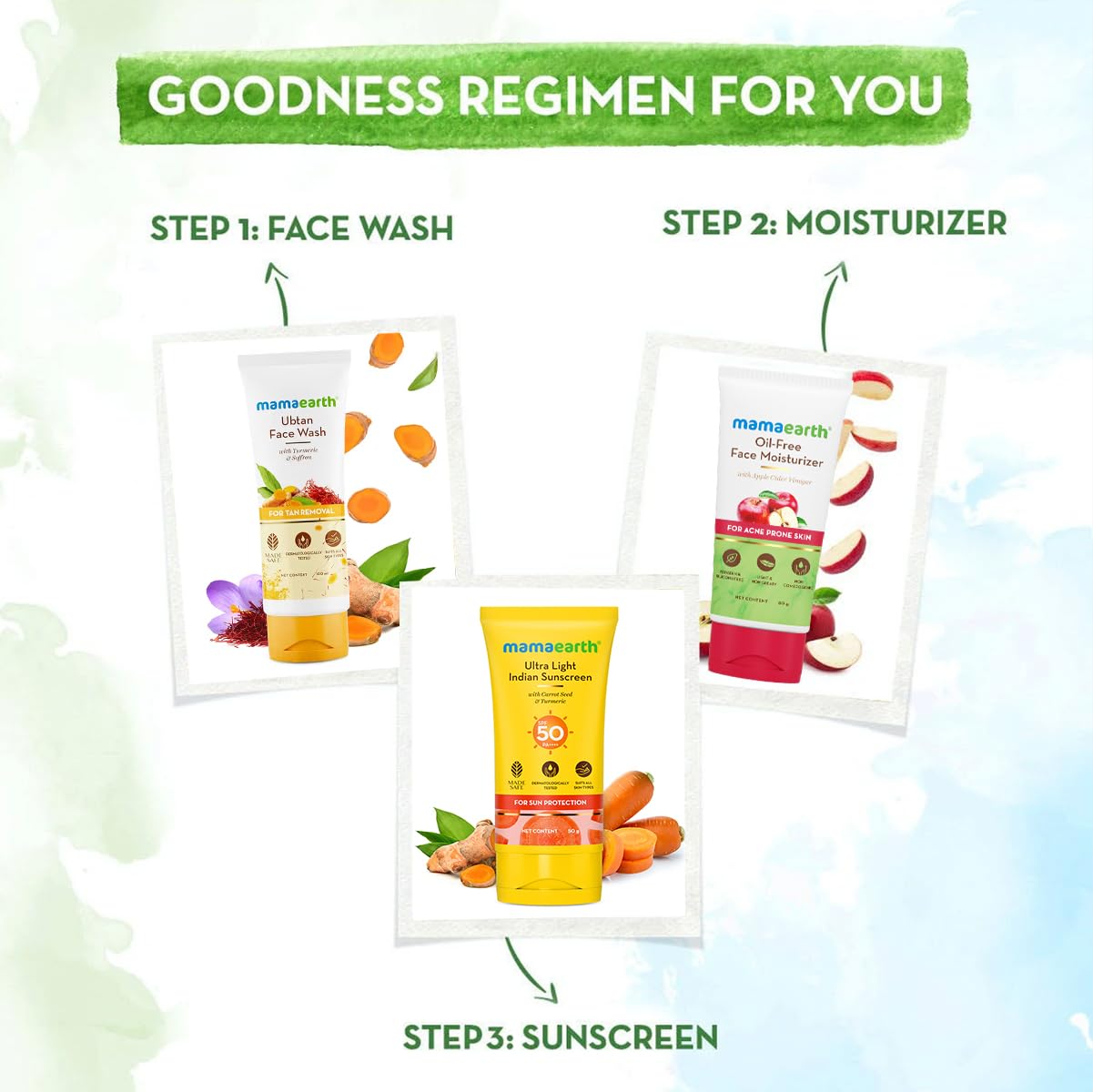 Mamaearth Ultra Light Indian Sunscreen SPF 50+++ with Carrot Seed & Turmeric 50g + Clensta Red Aloe Vera Rosehip Oil & 1% Hyaluronic Acid Face Serum For Hydrating & Glowing Skin 10ml | COMBO