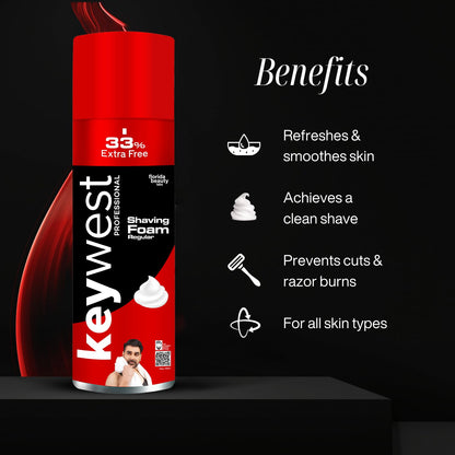 Keywest Regular Pre Shaving Foam for Men 482gm (33% Extra Free)