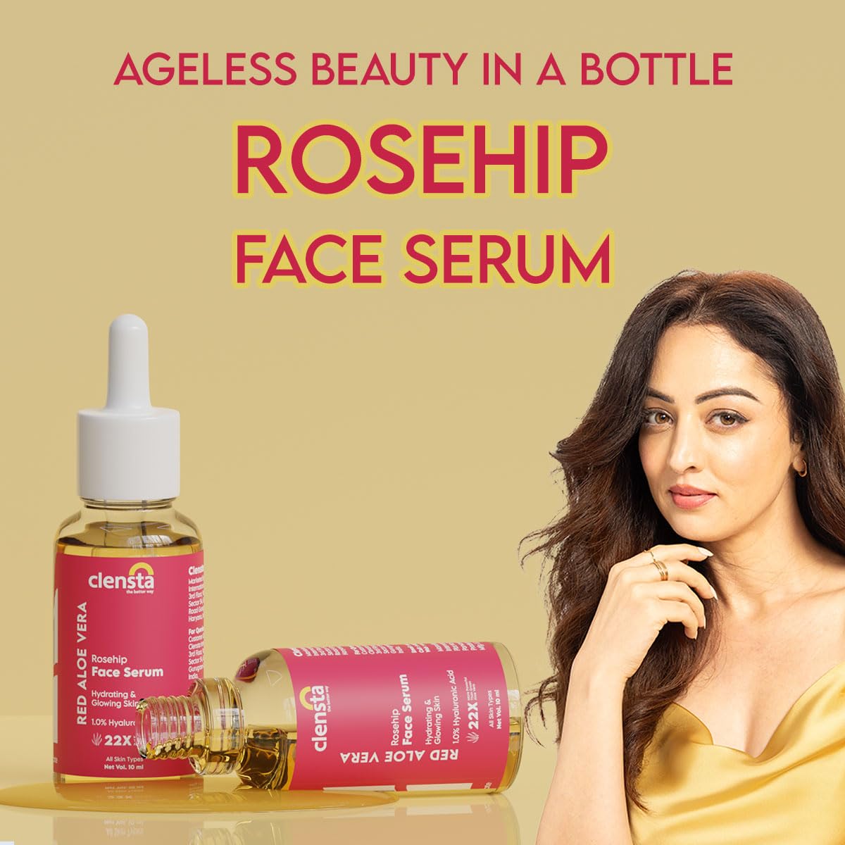 Mamaearth Ultra Light Indian Sunscreen SPF 50+++ with Carrot Seed & Turmeric 50g + Clensta Red Aloe Vera Rosehip Oil & 1% Hyaluronic Acid Face Serum For Hydrating & Glowing Skin 10ml | COMBO